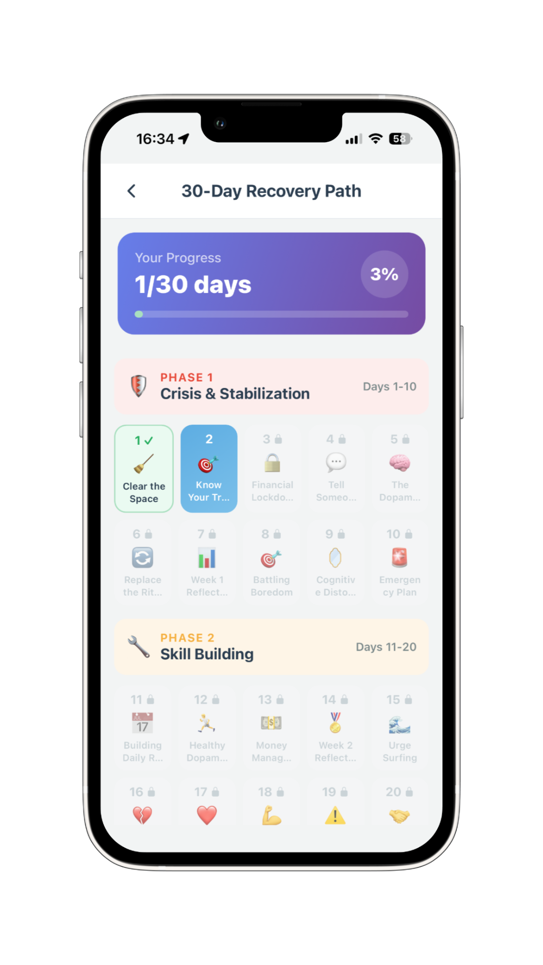 Nogambling app 30-day recovery challenge unlocking one day at a time