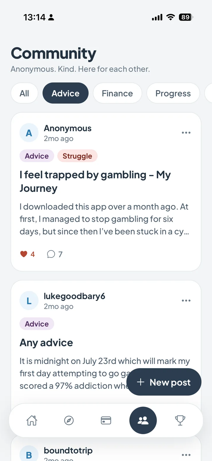 Nogambling app anonymous community support forum for gambling recovery